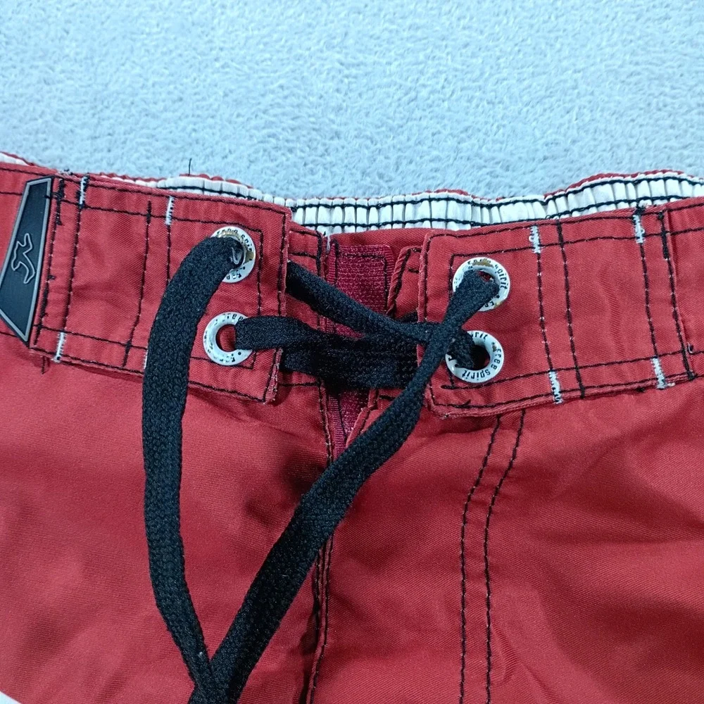 Hollister Mens Board Shorts Red Black Geometric Free Spirit Large Surf Trunks